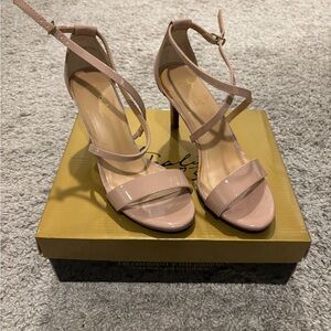 Thalia Sodi Blush Patent Strappy High Heel Sandals
